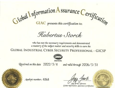 SANS GICSP Certificate