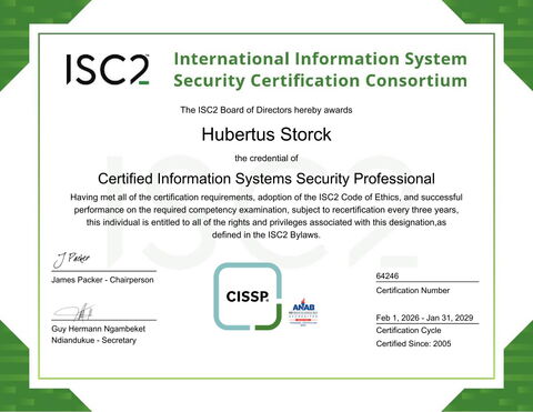 ISC2 CISSP Certificate